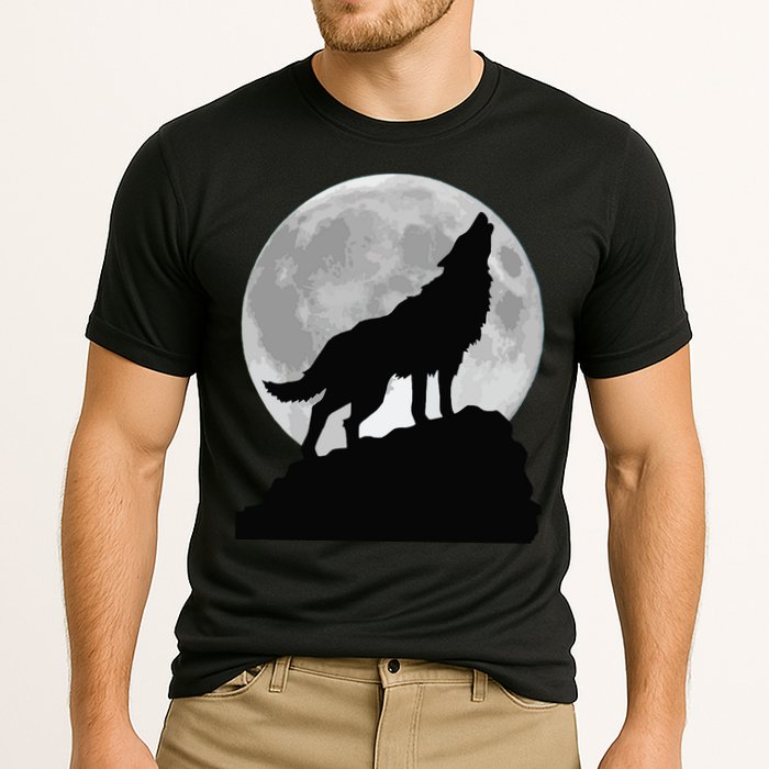 Wolf In Moon Light Cool Full Dog Pup Howling Tee Cooling Performance Crew T-Shirt