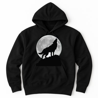Wolf In Moon Light Cool Full Dog Pup Howling Tee Hoodie