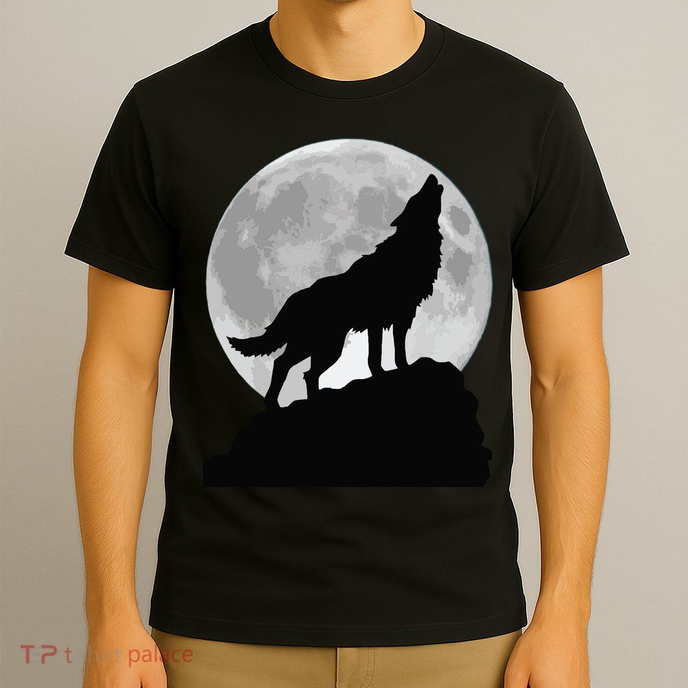Wolf In Moon Light Cool Full Dog Pup Howling Tee T-Shirt
