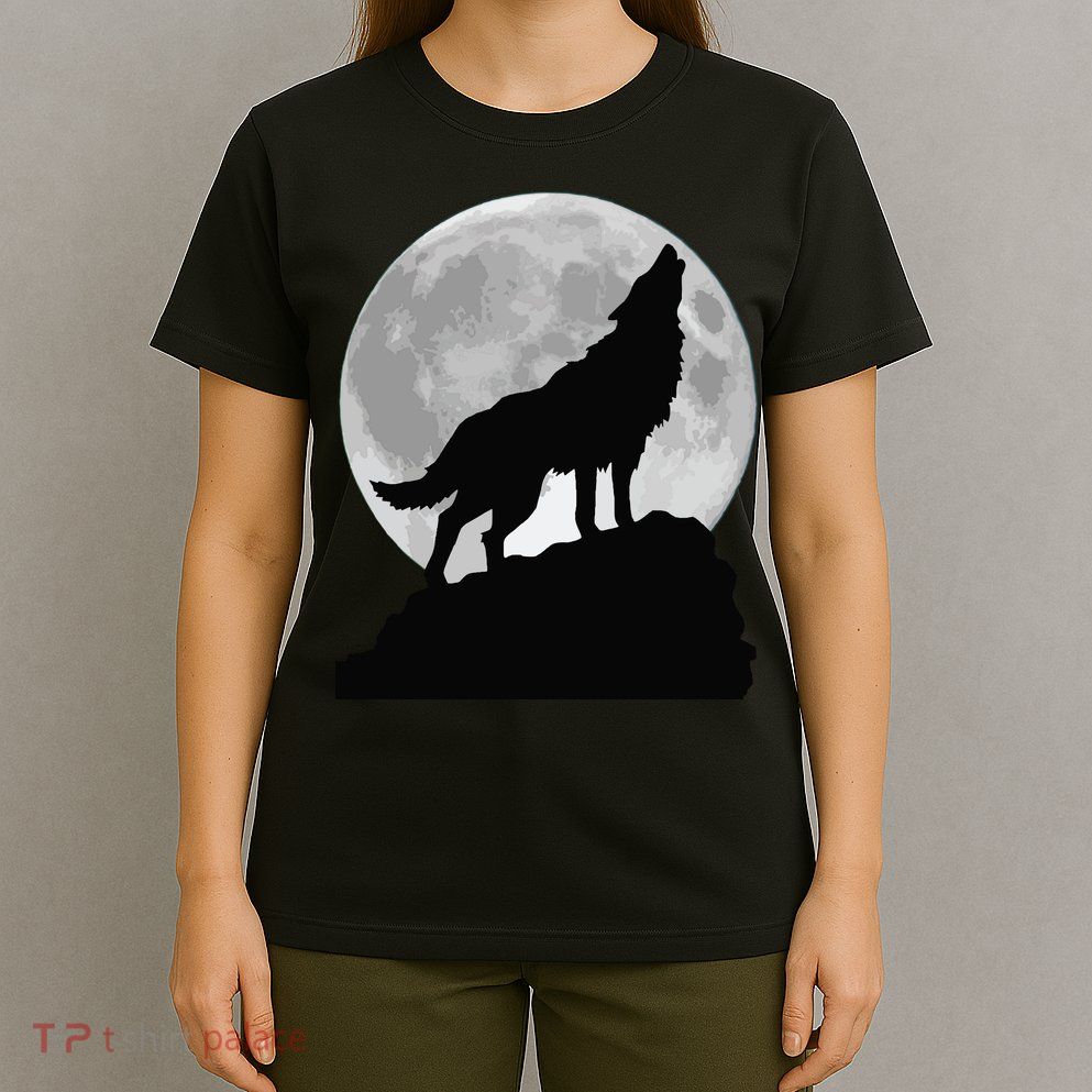 Wolf In Moon Light Cool Full Dog Pup Howling Tee T-Shirt