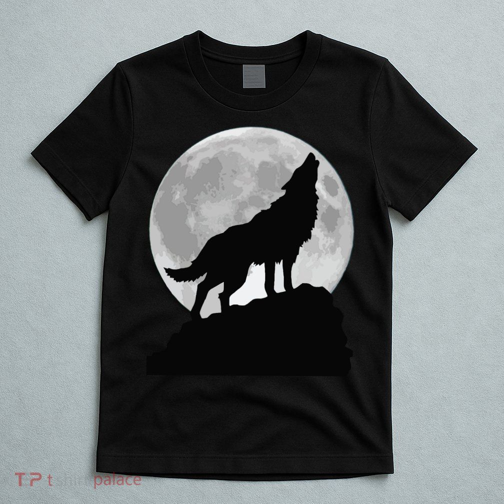 Wolf In Moon Light Cool Full Dog Pup Howling Tee T-Shirt