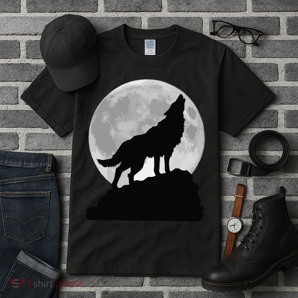Wolf In Moon Light Cool Full Dog Pup Howling Tee Tall T-Shirt