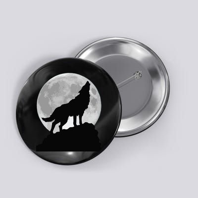 Wolf In Moon Light Cool Full Dog Pup Howling Tee Button