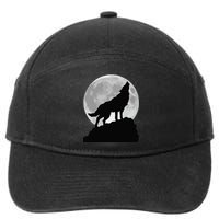Wolf In Moon Light Cool Full Dog Pup Howling Tee 7-Panel Snapback Hat