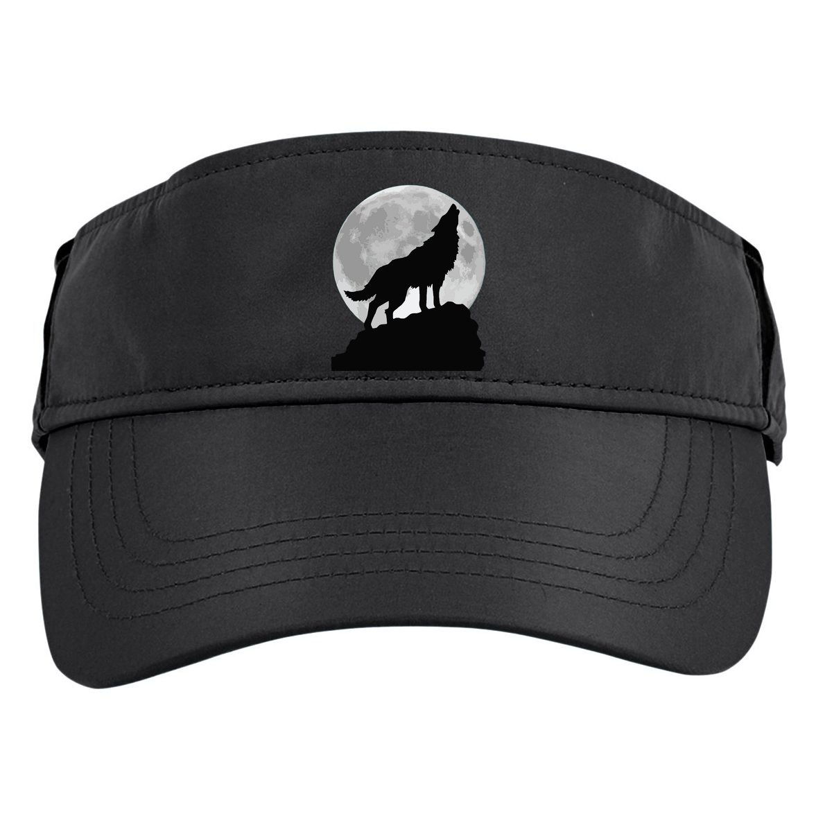 Wolf In Moon Light Cool Full Dog Pup Howling Tee Adult Drive Performance Visor