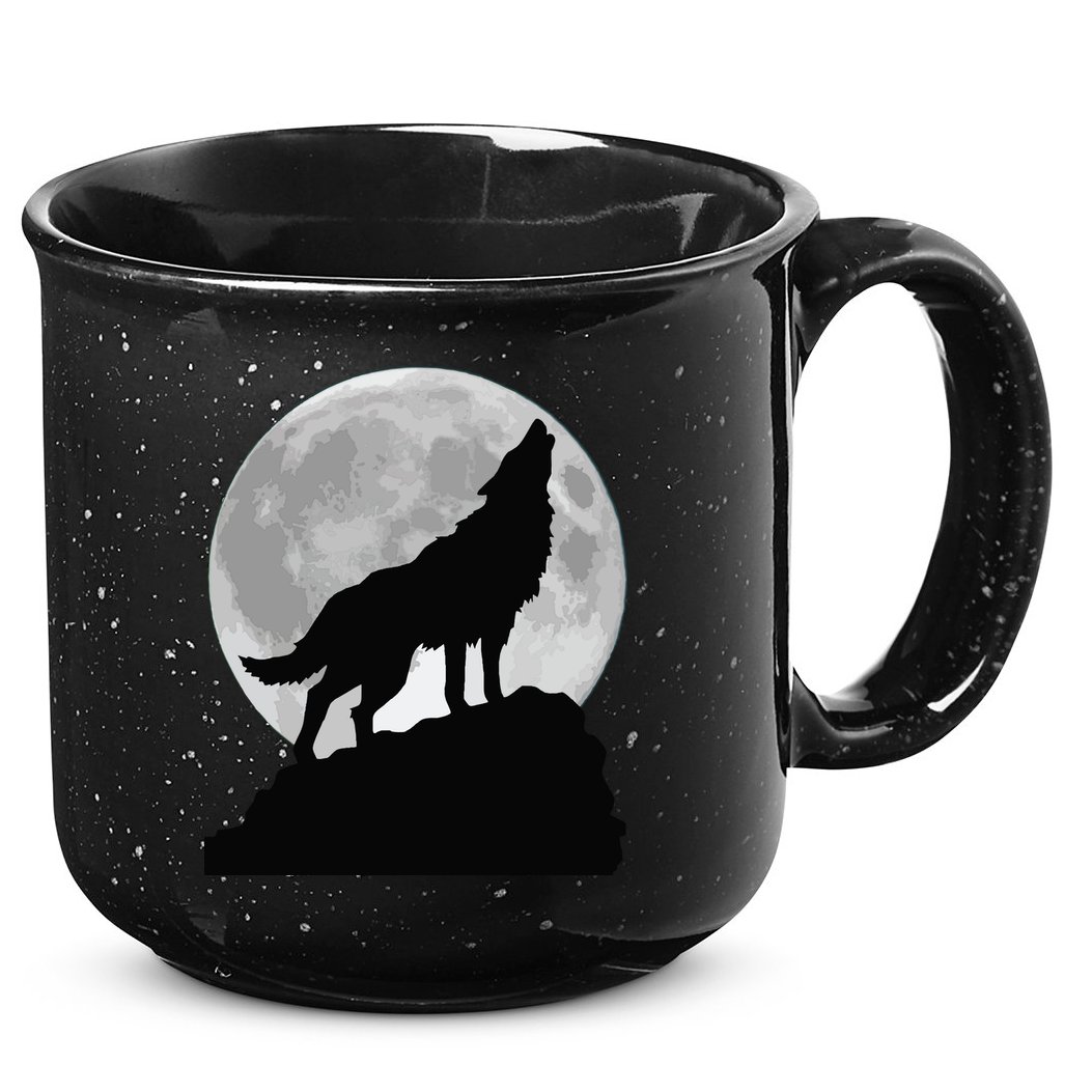 Wolf In Moon Light Cool Full Dog Pup Howling Tee 15oz Campfire Ceramic Mug