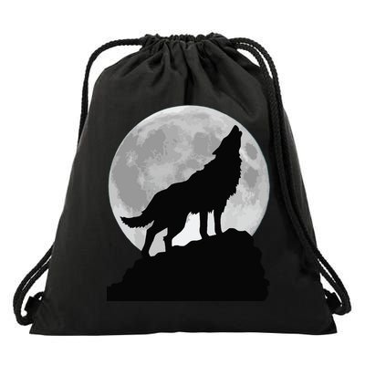 Wolf In Moon Light Cool Full Dog Pup Howling Tee Drawstring Bag