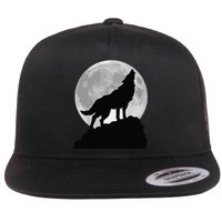 Wolf In Moon Light Cool Full Dog Pup Howling Tee Flatbill Hat