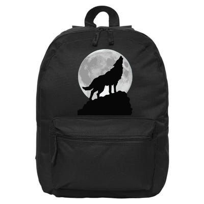 Wolf In Moon Light Cool Full Dog Pup Howling Tee 16 in Basic Backpack