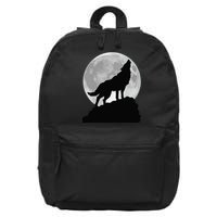 Wolf In Moon Light Cool Full Dog Pup Howling Tee 16 in Basic Backpack