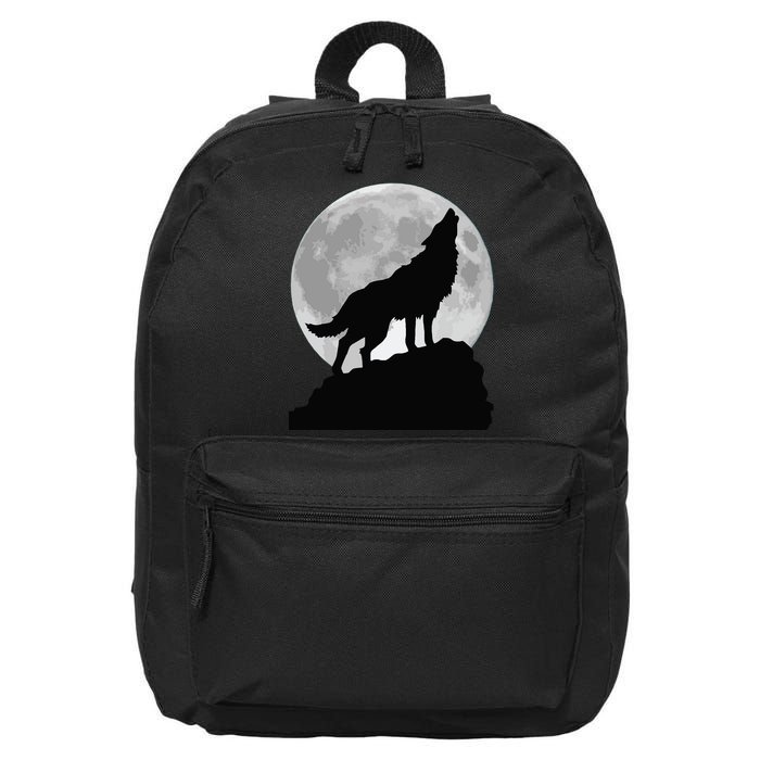 Wolf In Moon Light Cool Full Dog Pup Howling Tee 16 in Basic Backpack
