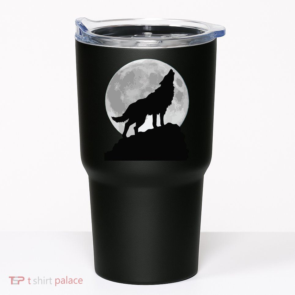 Wolf In Moon Light Cool Full Dog Pup Howling Tee Tumbler
