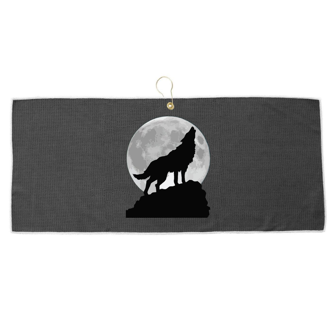 Wolf In Moon Light Cool Full Dog Pup Howling Tee Large Microfiber Waffle Golf Towel
