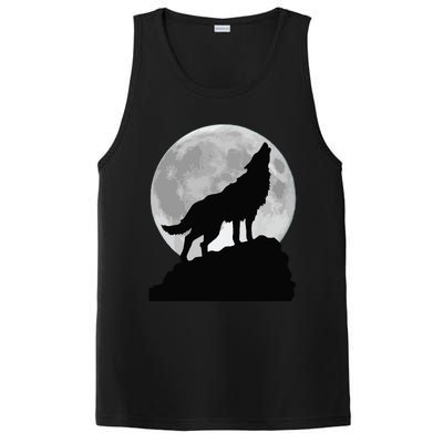 Wolf In Moon Light Cool Full Dog Pup Howling Tee PosiCharge Competitor Tank