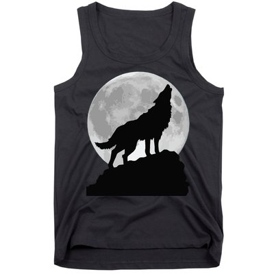 Wolf In Moon Light Cool Full Dog Pup Howling Tee Tank Top