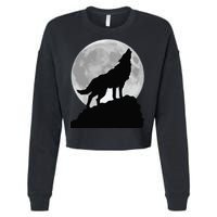 Wolf In Moon Light Cool Full Dog Pup Howling Tee Cropped Pullover Crew