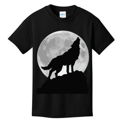 Wolf In Moon Light Cool Full Dog Pup Howling Tee Kids T-Shirt