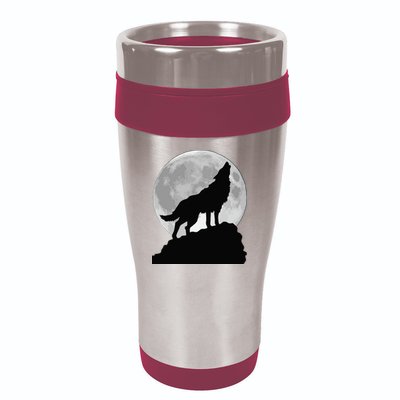 Wolf In Moon Light Cool Full Dog Pup Howling Tee 16oz Travel Tumbler