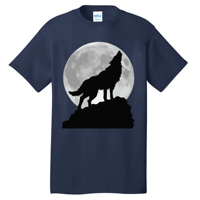 Wolf In Moon Light Cool Full Dog Pup Howling Tee Tall T-Shirt