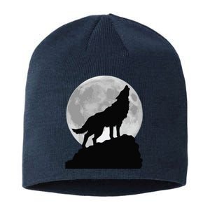 Wolf In Moon Light Cool Full Dog Pup Howling Tee Sustainable Beanie