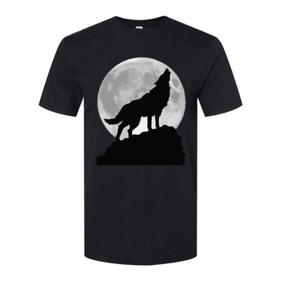 Wolf In Moon Light Cool Full Dog Pup Howling Tee Softstyle® CVC T-Shirt