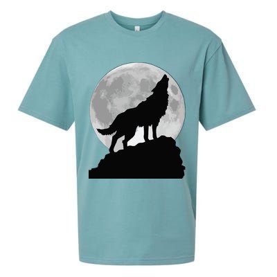 Wolf In Moon Light Cool Full Dog Pup Howling Tee Sueded Cloud Jersey T-Shirt
