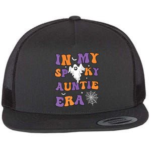 Women In My Spooky Aunt Era Funny Groovy Halloween Gift Flat Bill Trucker Hat