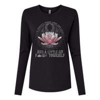 Womens I'm Mostly Peace Love And Light & Little Go F Yourself Lotus Womens Cotton Relaxed Long Sleeve T-Shirt