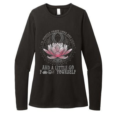 Womens I'm Mostly Peace Love And Light & Little Go F Yourself Lotus Womens CVC Long Sleeve Shirt