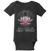 Womens I'm Mostly Peace Love And Light & Little Go F Yourself Lotus Baby Bodysuit