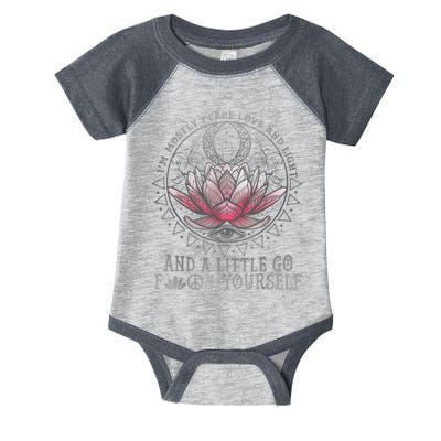 Womens I'm Mostly Peace Love And Light & Little Go F Yourself Lotus Infant Baby Jersey Bodysuit