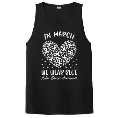 Wo In March We Wear Blue For Colon Cancer Awareness Heart PosiCharge Competitor Tank