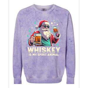 Whiskey Is My Spirit Animal Funny Santa Ing Christmas Gift Colorblast Crewneck Sweatshirt