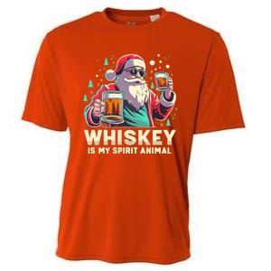 Whiskey Is My Spirit Animal Funny Santa Ing Christmas Gift Cooling Performance Crew T-Shirt