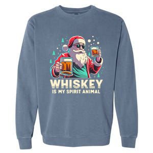 Whiskey Is My Spirit Animal Funny Santa Ing Christmas Gift Garment-Dyed Sweatshirt