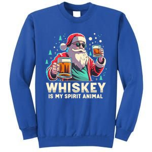 Whiskey Is My Spirit Animal Funny Santa Ing Christmas Gift Sweatshirt