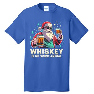 Whiskey Is My Spirit Animal Funny Santa Ing Christmas Gift Tall T-Shirt