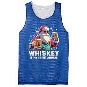 Whiskey Is My Spirit Animal Funny Santa Ing Christmas Gift Mesh Reversible Basketball Jersey Tank