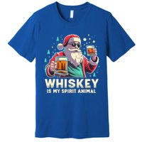 Whiskey Is My Spirit Animal Funny Santa Ing Christmas Gift Premium T-Shirt