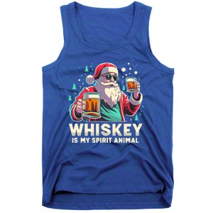 Whiskey Is My Spirit Animal Funny Santa Ing Christmas Gift Tank Top