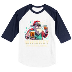 Whiskey Is My Spirit Animal Funny Santa Ing Christmas Gift Baseball Sleeve Shirt