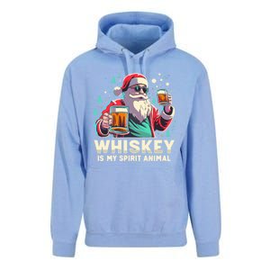 Whiskey Is My Spirit Animal Funny Santa Ing Christmas Gift Unisex Surf Hoodie