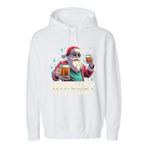 Whiskey Is My Spirit Animal Funny Santa Ing Christmas Gift Garment-Dyed Fleece Hoodie