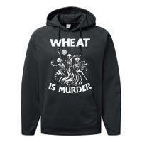 Wheat Is Murder Celiac Disease Awareness Month Gluten Free Performance Fleece Hoodie