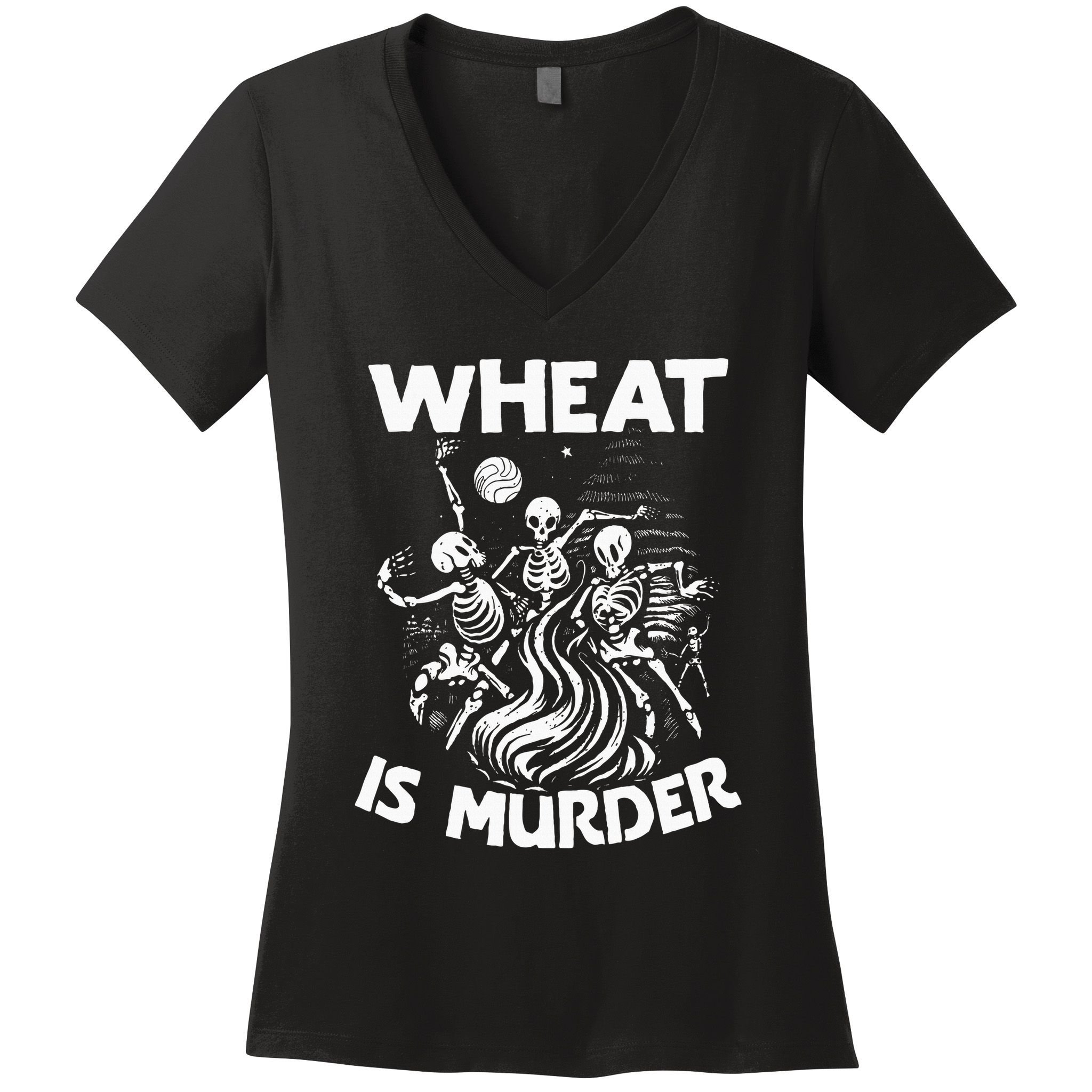 Wheat Is Murder Celiac Disease Awareness Month Gluten Free Women's V-Neck T-Shirt