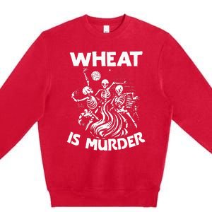 Wheat Is Murder Celiac Disease Awareness Month Gluten Free Premium Crewneck Sweatshirt