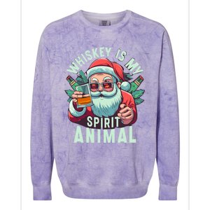 Whiskey Is My Spirit Animal Funny Santa Ing Christmas Funny Gift Colorblast Crewneck Sweatshirt