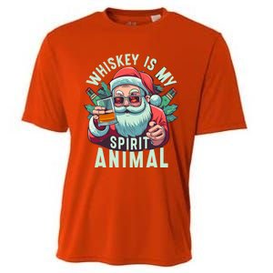 Whiskey Is My Spirit Animal Funny Santa Ing Christmas Funny Gift Cooling Performance Crew T-Shirt