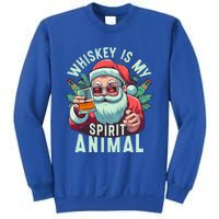 Whiskey Is My Spirit Animal Funny Santa Ing Christmas Funny Gift Sweatshirt