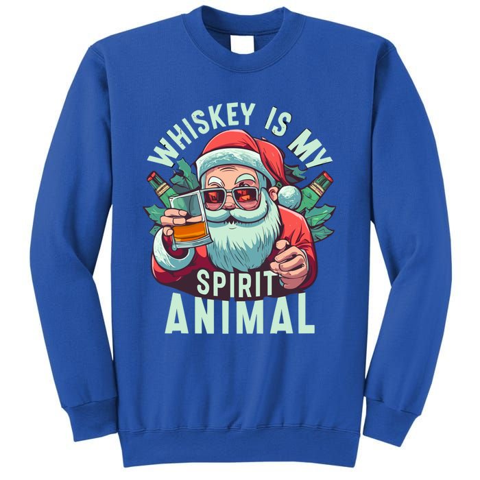 Whiskey Is My Spirit Animal Funny Santa Ing Christmas Funny Gift Sweatshirt